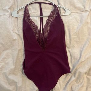 Maroon lace bodysuit
